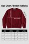 Women's Black Oversize 3 Thread Crew Neck Sweatshirt - Claret Red - 7