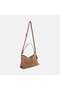 Women's Suede Textured Shoulder Bag with Mink Tassel Accessories - 3