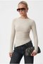 Women's New Most Polyamide Asymmetrical Beige Long Sleeve Blouse