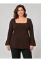 Plus Size Square Neck Flounce Sleeve Blouse