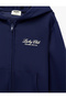Printed Hooded Modal Sweatshirt with Zipper Pocket - 5