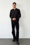 Men's Polo Collar Zipper Detailed Hair Knit Sweater Black - 27006 - 3
