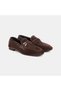 Women's Brown Slip-On Suede Loafer with Gold Accessories