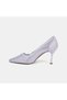 Women's Silver Sparkling Stone Thin Heeled Bridal Shoes - 3