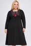 Plus Size Embroidery Collared Wide Cut Long Sleeve Viscose Dress - 2