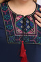 Plus Size Embroidery Collared Wide Cut Long Sleeve Viscose Dress - 4