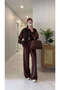 Gones Bitter Brown Buttoned Detailed Knitwear Cardigan Pants Set