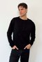 Men's Crew Neck Button Detailed Knit Sweater Black - 26122