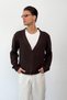 Men's V-Neck Buttoned Knitwear Cardigan Brown - 26505 - 4