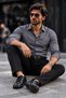 Men's Casual Collared Buttoned Anthracite Shirt - 4