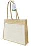 Large Eco friendly Burlap Jute Tote Bag with Canvas Pocket, - 2