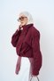 Women's Lapel Button Detail Lined Jacket with Hidden Zipper and Epaulet Detail, Burgundy - 2