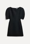 Women's Black Balloon Sleeve A-Form Mini Dress