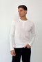 Men's Crew Neck Half Button Sweatshirt White - 5904