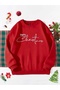 Christmas Printed Cotton 3 Thread Threaded Crew Neck Oversize Sweatshirt