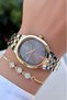 Gold Silver Color - Steel Strap Women's Wristwatch - Waterproof - with Bracelet Gift - 2