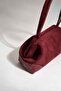 Burgundy Knitted Detailed Suede Bag - 7