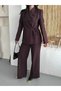 Women's Chinese Collar Authentic Button-Detail Jacket and Pants Set - 2