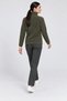 Women's Khaki Fleece Fabric Jacket Soft Winter Jacket with 3 Pockets on the Front and Detailed Soft Texture - 4