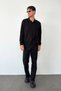 Men's Polo Collar Half Button Thessaloniki Sweatshirt Black - 6103 - 3