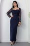Heart Neckline Puff Sleeves Paillette Evening Dress Ecr5492 - 4