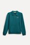 Men's Petrol Embroidered Comfort Fit Zippered Stand Collar Sweatshirt