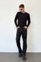 Men's Crew Neck Half Button Sweatshirt Black - 5904 - 3