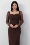 Heart Neckline Puff Sleeves Paillette Evening Dress Ecr5492 - 7