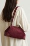 Burgundy Knitted Detailed Suede Bag