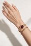 Women's Bracelet + Gold Color Metal Cord Round Case Burgundy Dial Wristwatch Set - 2