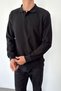 Men's Polo Collar Half Button Thessaloniki Sweatshirt Black - 6103 - 2
