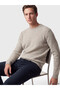 Peak New Season Beige Crew Neck Ribbed Men's Knitwear Sweater