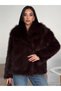 Women's Wide Collar Short Premium Plush Fur Coat - 5