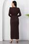 Oval Neck Long Sleeve Glitter Dress Grs4155 - 6