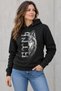 Blue-Eyed Wolf Göktürk Printed Black Hooded Pocketless Sweatshirt - 5