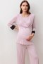 Long Sleeve Polka Dot Lycra Viscose Maternity Dressing Gown Pajama Set - 7