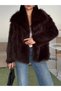 Women's Wide Collar Short Premium Plush Fur Coat - 7