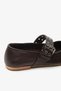 Brown Genuine Leather Buckle Women's Ballerina Shoes - 5