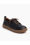 Women's Black Leather Lace-Up Retro Cut Anatomical Sole Casual Flat Shoes - 5