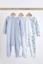 100% Cotton White Blue Baby Collar Train Patterned 3-Piece Jumpsuit Set Alyd49333 - 2