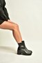 Z667051103 Black Genuine Leather Thick Heeled Women's Boots - 4