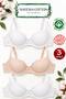 3-Piece Women's White & Nude Heart Pointelle Unpadded Non-Padded (Underwire) Bra Set - 2