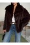 Women's Wide Collar Short Premium Plush Fur Coat - 8