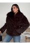 Women's Wide Collar Short Premium Plush Fur Coat - 4