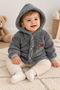 Hooded Unisex Welsoft Soft Textured Snap Fastener Winter Baby Cardigan - 2