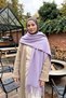 Women's Soft Textured Tassel Detail 200X70Cm Scarf Shoulder Shawl 1333 Lilac - 4