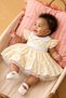 Baby Girl Special Design Patterned Ruffle Collar Tulle Dress & Booties Set - 3