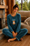 Velvet Oil Bear Printed Crew Neck Women's Pajama Set