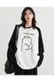 Cute Animal Design Raglan Long Sleeve Printed White T-Shirt