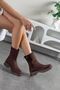 Alessa Zippered Suede Boots Brown - 3